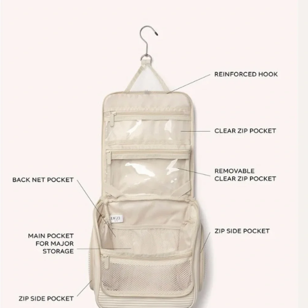 DEZI Beige Garment Bag with Clear Pocket NWT